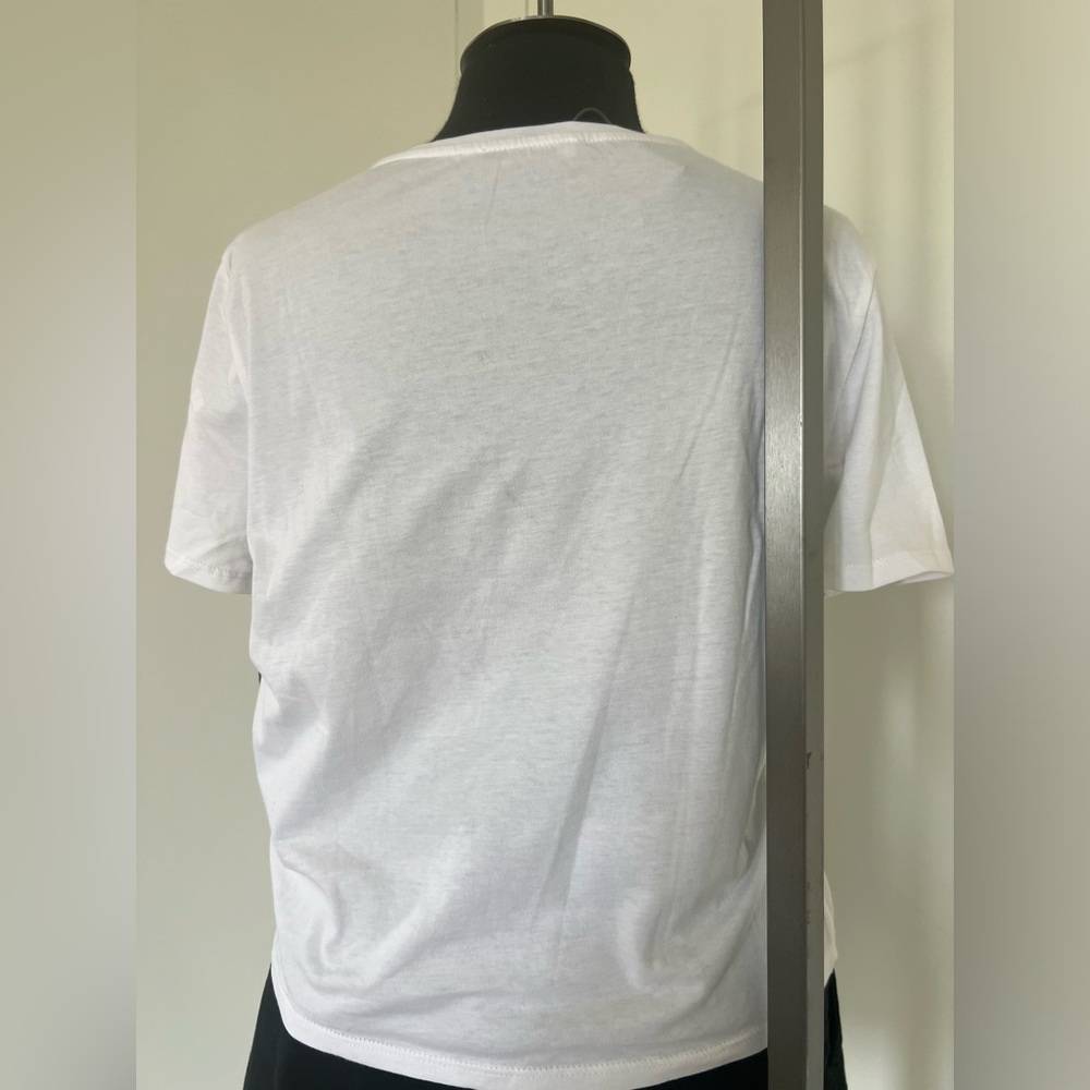 Zara White cotton Tshirt black lace - Picture 4 of 8